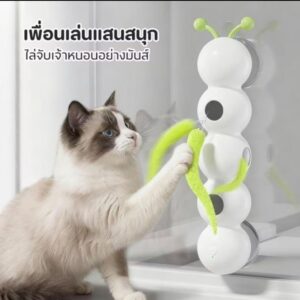 🐛 ของเล่นแมวหนอนอัตโนมัติ ติดกระจก/ผนัง