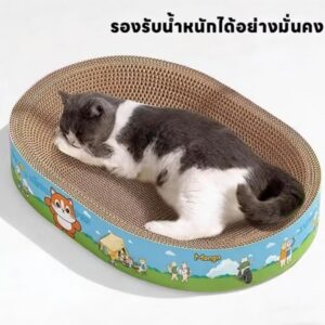 🛏️ ที่ลับเล็บแมวทรงวงรี พร้อมที่นอนในตัว